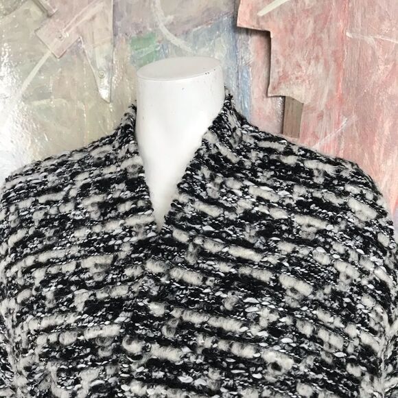 H&M Black White Open Front Wool Sweater SZ Small - Picture 4 of 8